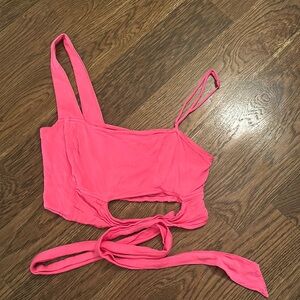 Free People Pink Crop Top with Unique Design